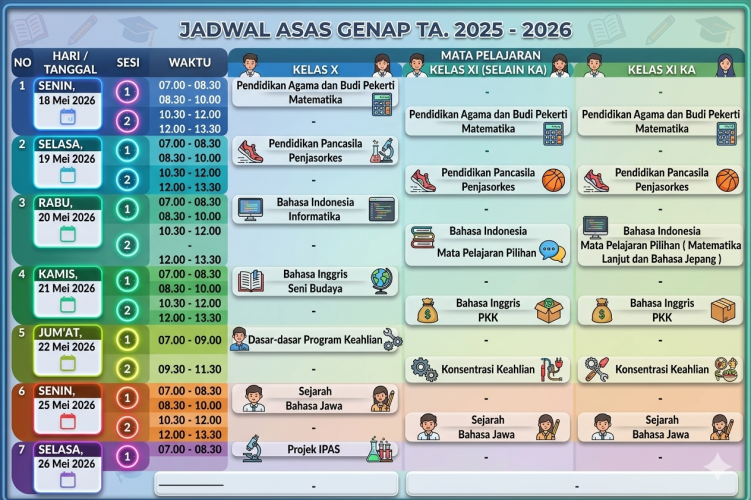 You are currently viewing JADWAL ASAS GENAP 2026
